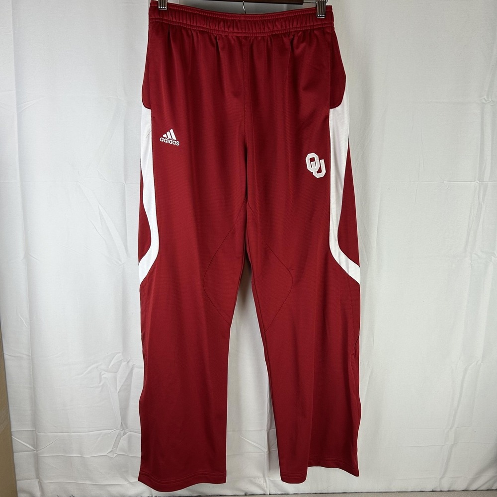 Oklahoma Sooners Pants Mens Small Red NCAA Football Warm Up Climalite Adidas